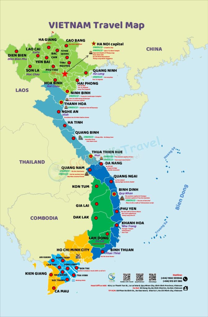 Bản đồ du lịch Việt Nam - Golden Life Travel